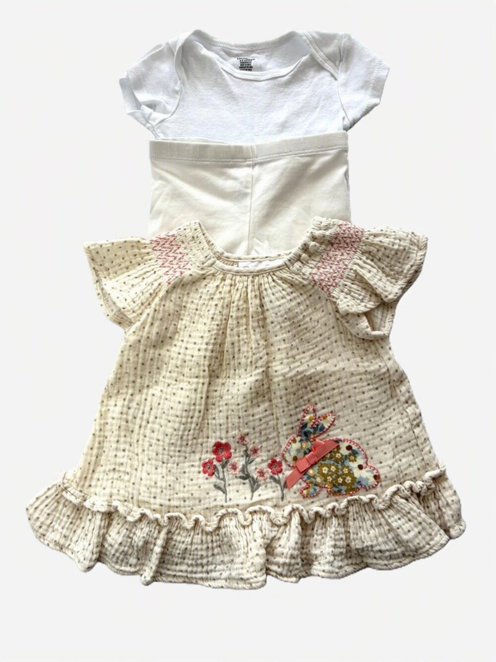 Bonnie Baby 2 Pc Outfit Top with Leggings Set 6-9M Gerber Onesie Cottagecore